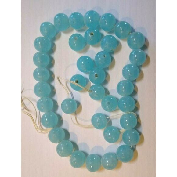 37 Cherry Brand Light Blue Translucent Round Vintage Glass Beads 13/14 mm Japan - Picture 1 of 7